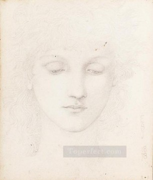 エドワード・バーン・ジョーンズ Painting - 少女の頭 ラファエル前派 サー・エドワード・バーン・ジョーンズ